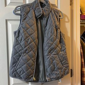 Gray quilted full zip vest